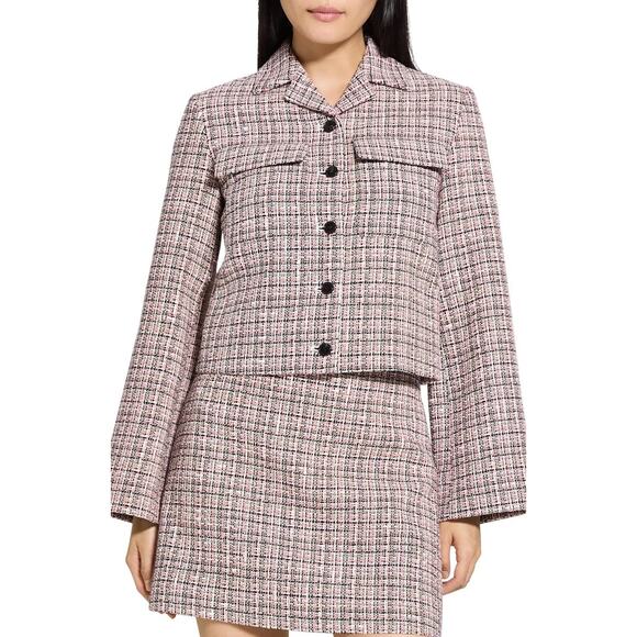 THEORY Patch Tweed Crop Jacket Size 4 - Picture 1 of 14